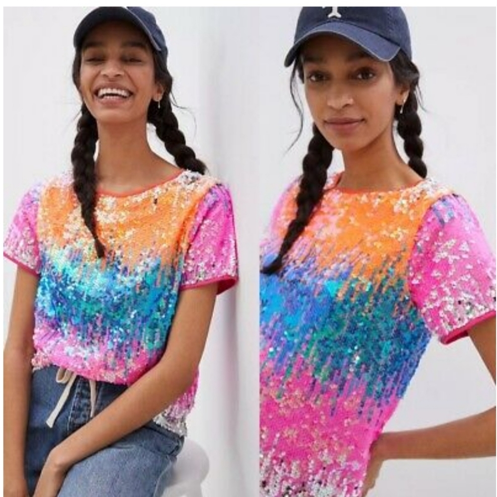 Anthropologie Sequin Sparkly Top